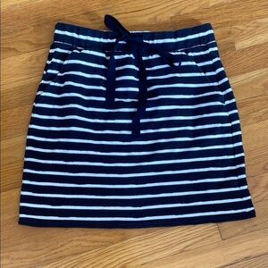 LOFT Blue and White Mini Pencil Skirt with Tie Front